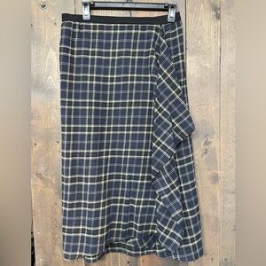 Vince wool and cotton flannel plaid faux wrap skirt - size 4